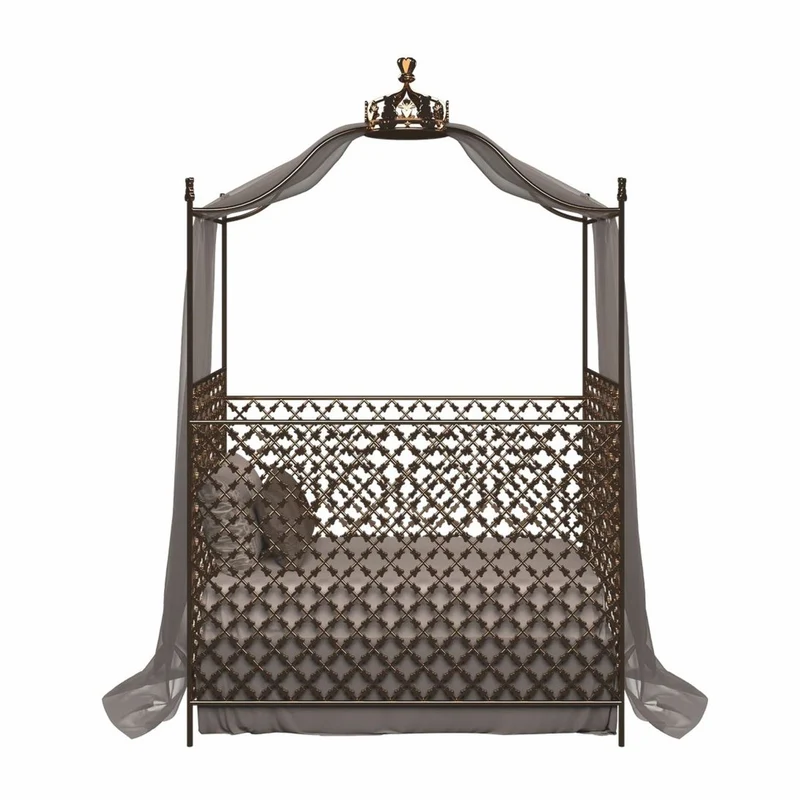Casa Padrino Luxus Barock Babybett mit Krone Gold 150 x 80 x H. 245 cm - Made in Italy