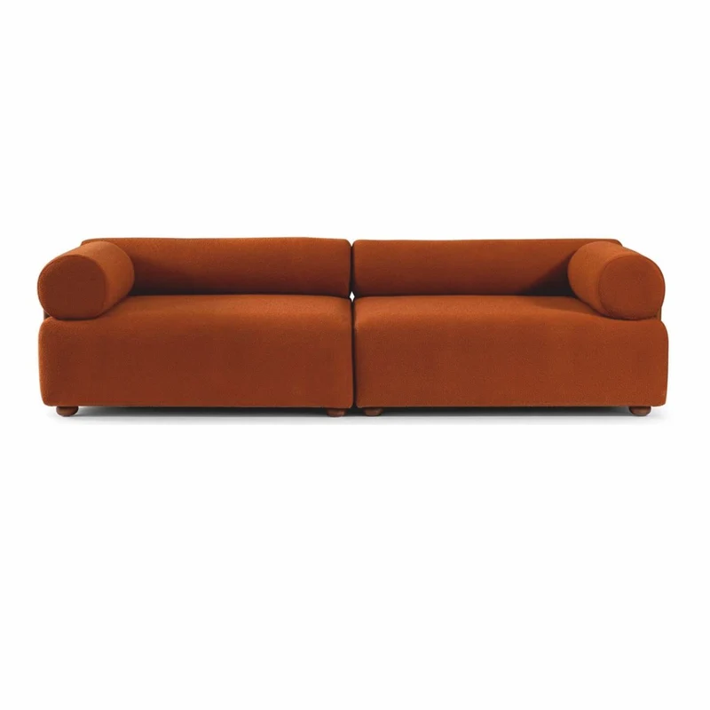 Casa Padrino Luxus Sofa Orange / Braun 260 cm - Modulares Wohnzimmer Sofa