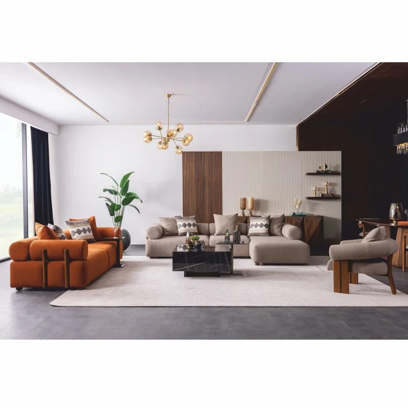 Casa Padrino Luxus Sofa Orange / Braun 260 cm - Modulares Wohnzimmer Sofa