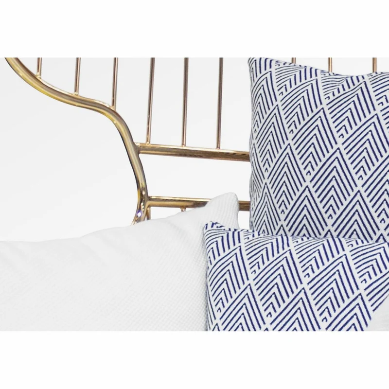 Casa Padrino Luxus Hängesessel Gold / Weiß / Blau H. 120 cm - Indoor & Outdoor Möbel