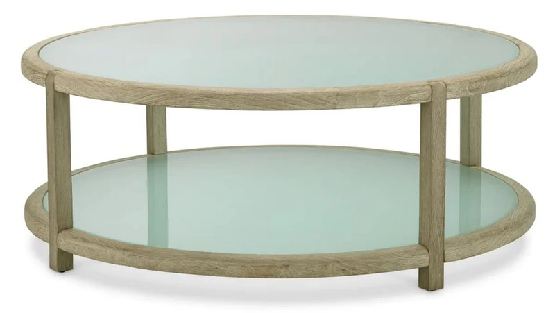 Casa Padrino Luxus Teakholz Garten Couchtisch mit Glasplatten Antik Braun / Milchglas Ø 120 cm