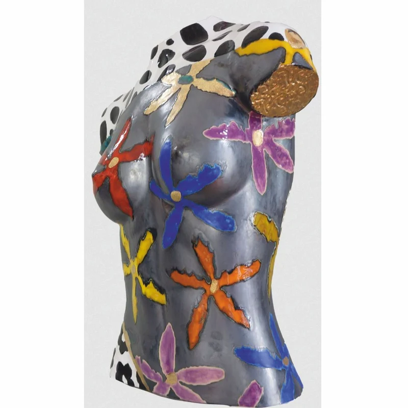 Casa Padrino Luxus Keramik Deko Frauen Torso Bunt H. 56 cm - Handgefertigt & Handbemalt