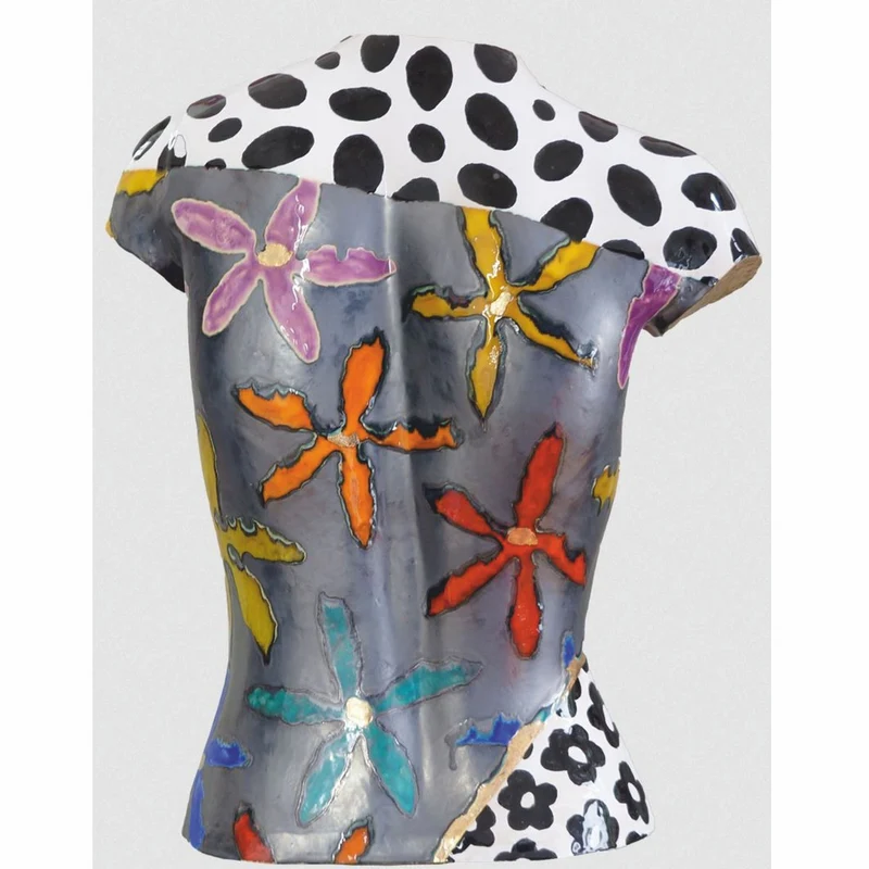 Casa Padrino Luxus Keramik Deko Frauen Torso Bunt H. 56 cm - Handgefertigt & Handbemalt