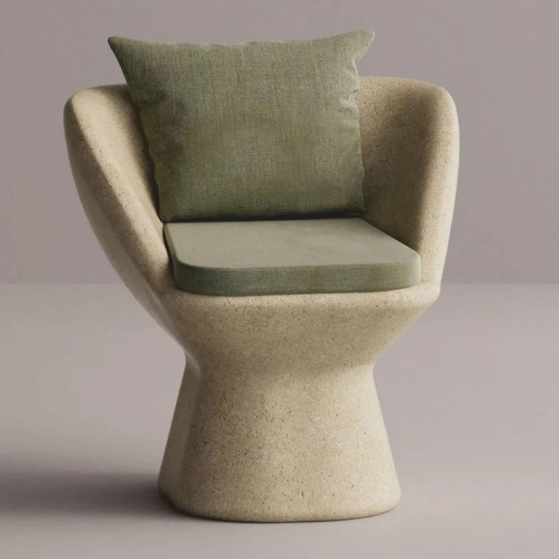 Casa Padrino Luxus Sessel Creme / Grün - Wetterfester Beton Sessel