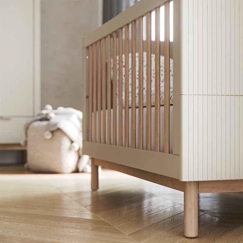 Lit évolutif 60x120 et commode 3 tiroirs Pinio Miloo Champagne