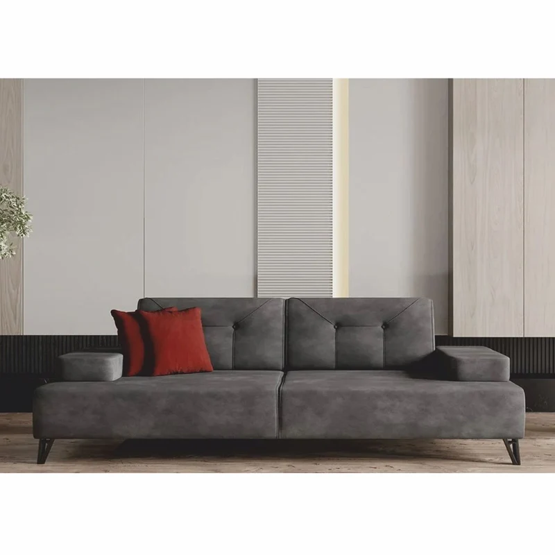 Casa Padrino Luxus 3er Sofa mit verstellbaren Arm- und Rückenlehnen Grau 226 cm - Wohnzimmer Möbel