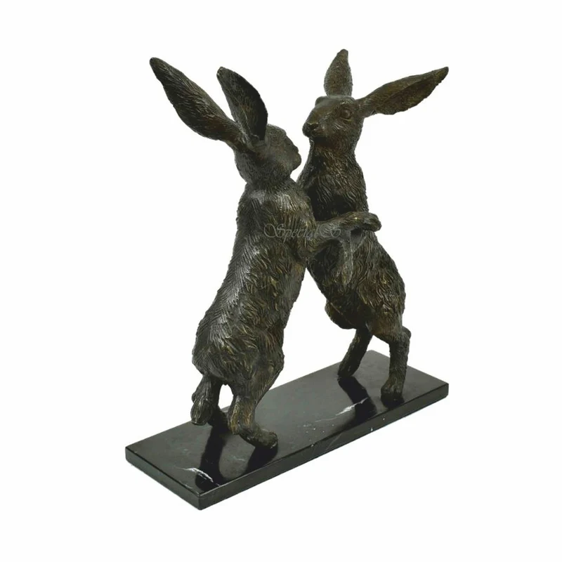 Casa Padrino Luxus Deko Bronze Skulptur Hasen H. 50 cm - Deko Accessoires