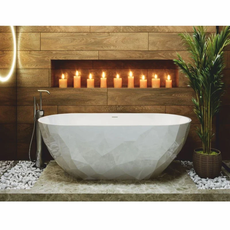Casa Padrino Freistehende Luxus Badewanne Hochglanz Weiß 165 cm - Badezimmer Möbel