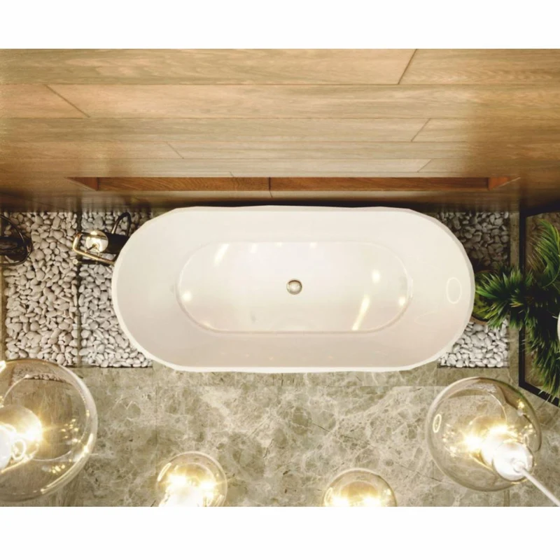 Casa Padrino Freistehende Luxus Badewanne Hochglanz Weiß 165 cm - Badezimmer Möbel