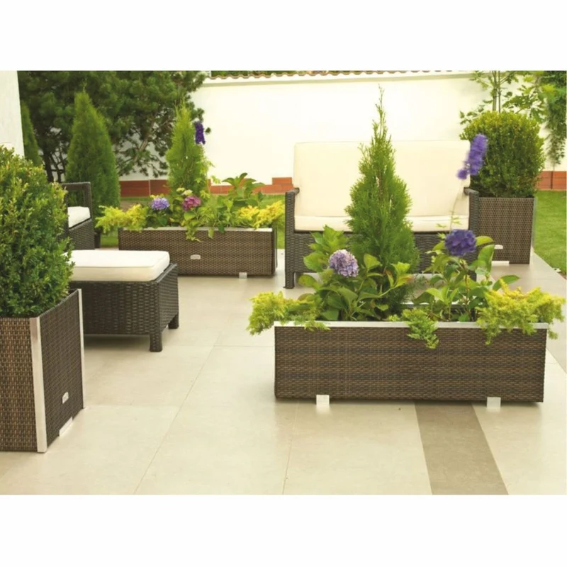 Casa Padrino Luxus Blumenkübel Braun / Silber 98 cm - Garten & Terrassen Accessoires