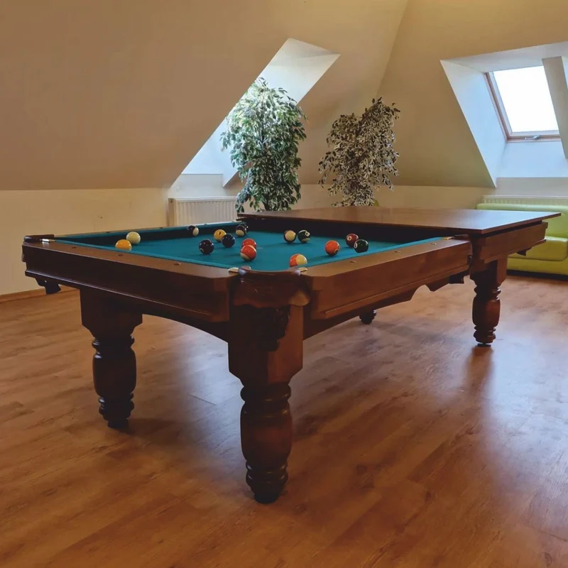 Casa Padrino Luxus Barock Pool Billardtisch / Esstisch 7ft Braun / Grün