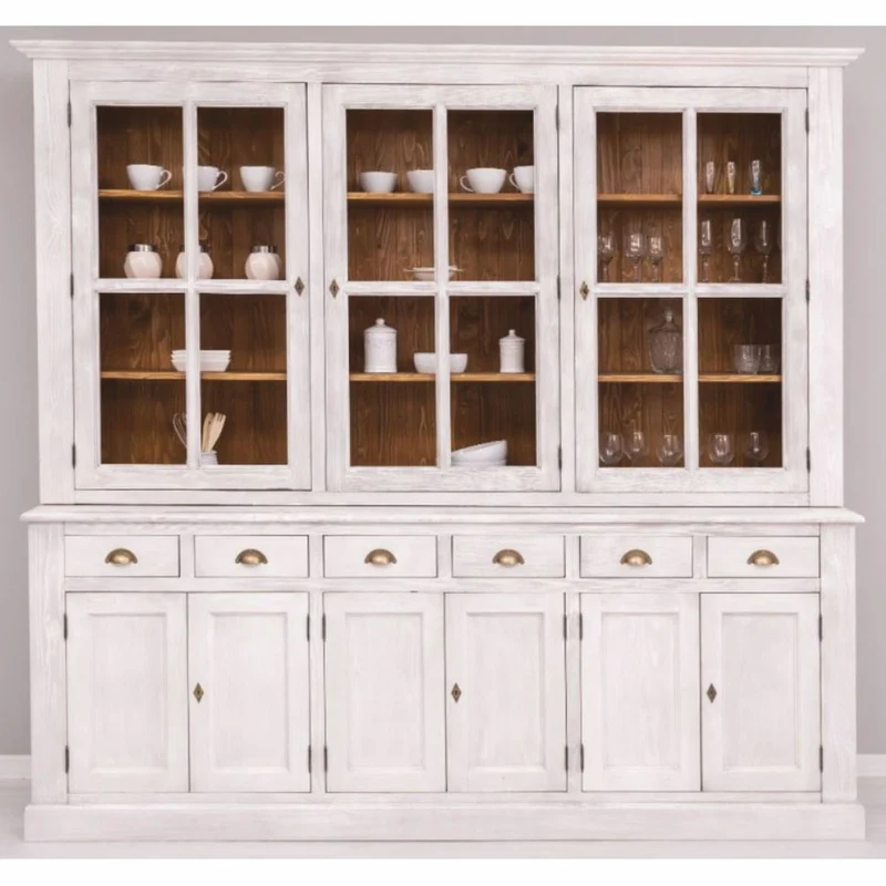 Casa Padrino Landhausstil Esszimmer Schrank Hellgrau / Braun 245 cm - Esszimmer Möbel