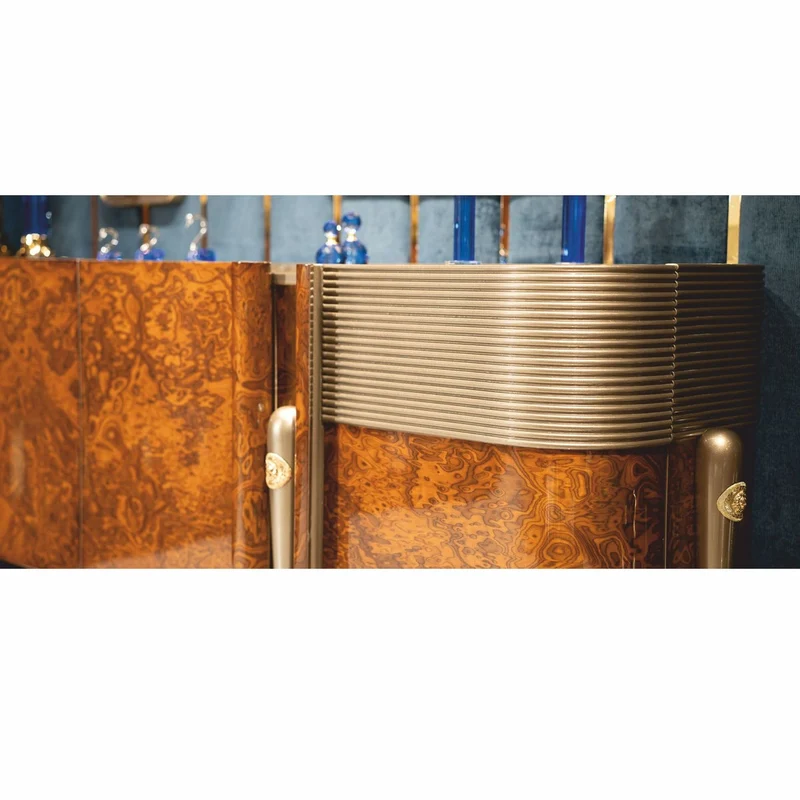 Casa Padrino Luxus Sideboard mit 4 Türen Braun / Grau / Gold 251,5 cm - Luxus Möbel
