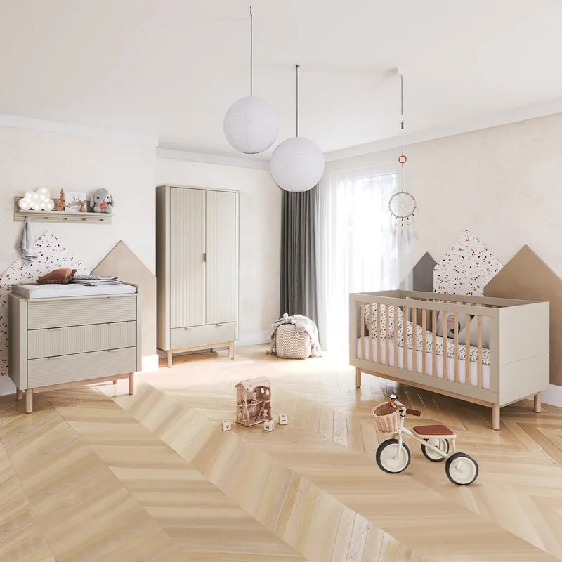 Lit évolutif 70x140 et commode 3 tiroirs Pinio Miloo Champagne