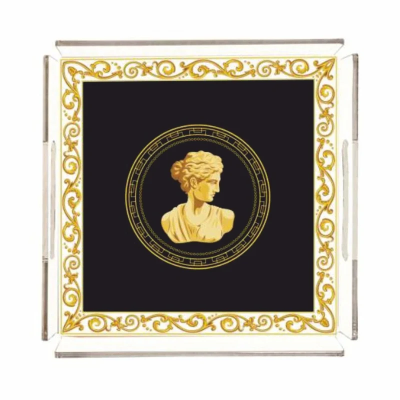 Casa Padrino Luxus Serviertablett Barock Frauenbüste Schwarz 40 cm - Gastronomie Accessoires
