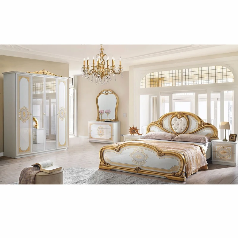Casa Padrino Luxus Barock Schlafzimmer Schrank Weiß / Grau / Gold 177 cm - Barock Schlafzimmer Möbel