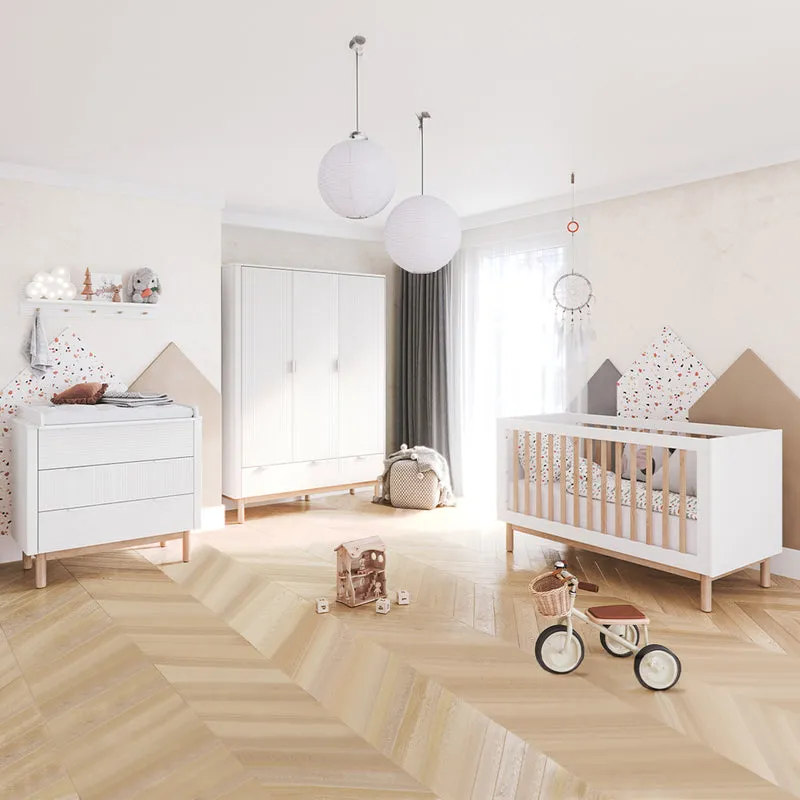 Armoire 3 portes 2 tiroirs Pinio Miloo Blanc