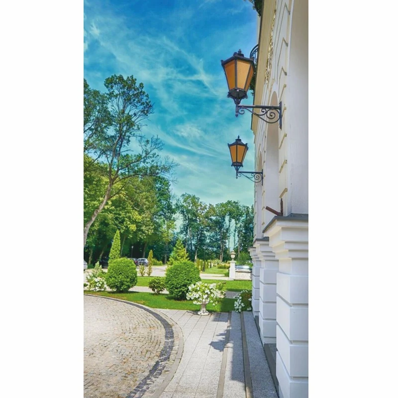Casa Padrino Barock Außenwandleuchte Schwarz / Bernstein H. 126,5 cm - Nostalgische Außenbeleuchtung