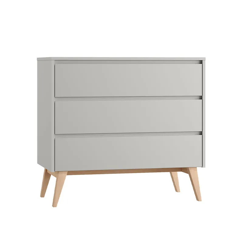 Lit évolutif 70x140 et commode 3 tiroirs Pinio Swing Gris et bois