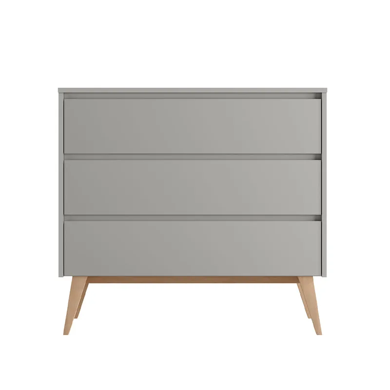 Commode 3 tiroirs et armoire 2 portes Pinio Swing Gris et bois