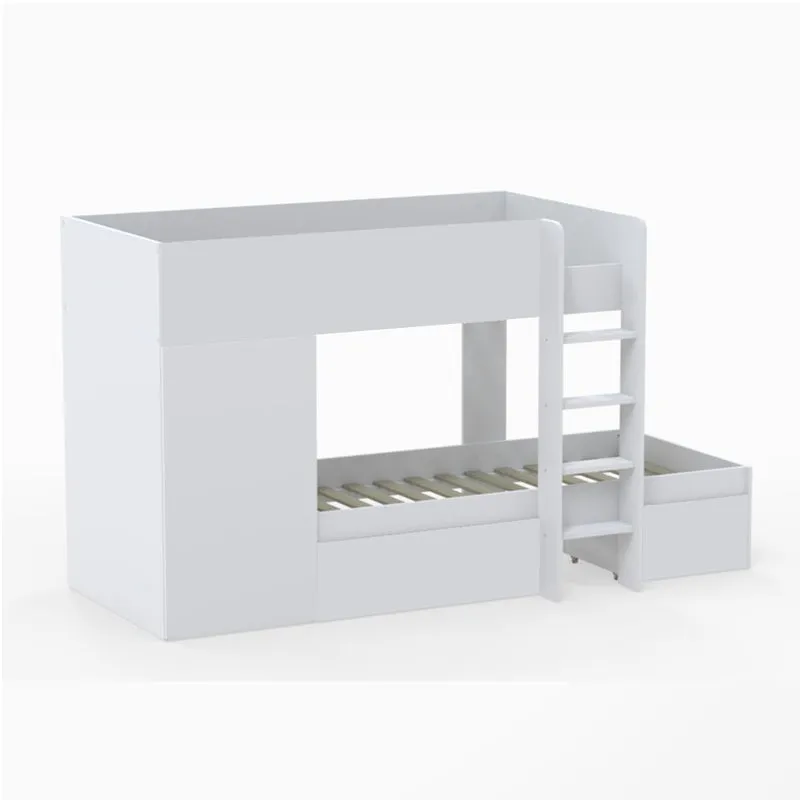 Lit superposé 90x190 - armoire - tiroirs - sommier inclus Twin Blanc
