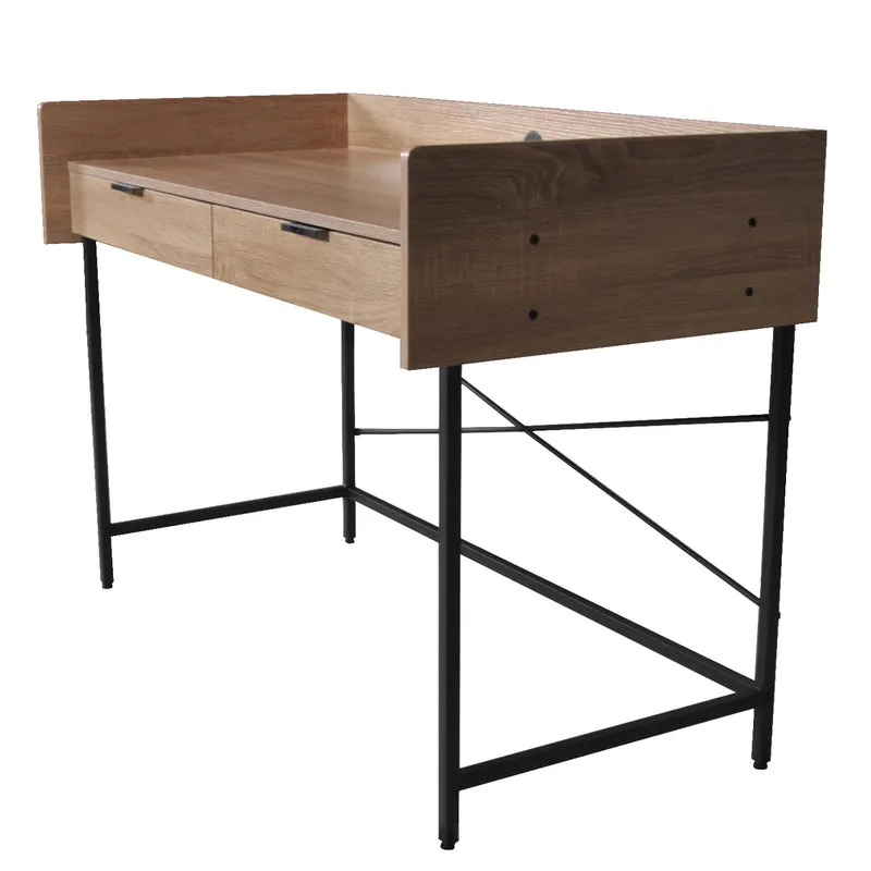 Bureau 2 tiroirs Suliac Bois blanchi et Noir