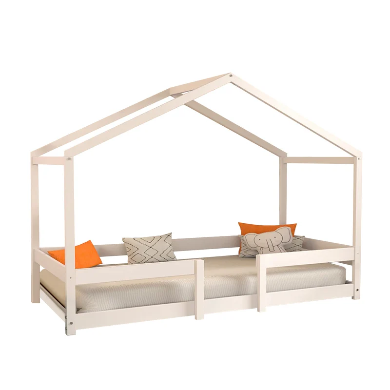 Lit cabane 90x190 sommier inclus Célia Blanc