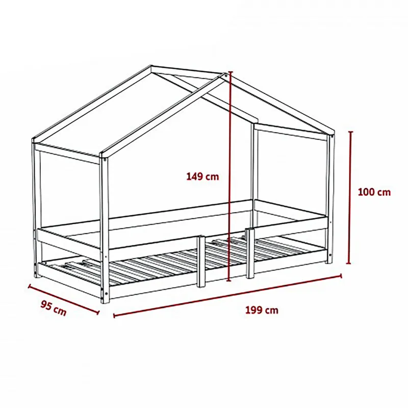Lit cabane 90x190 sommier inclus Célia Blanc