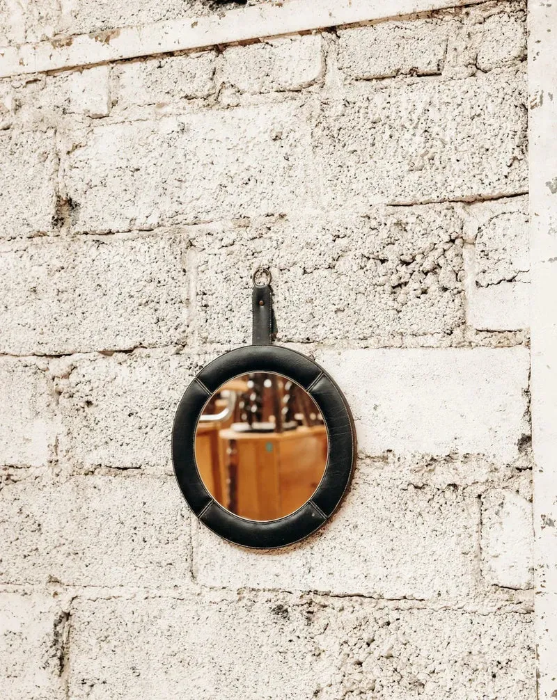 Igor, le miroir rond en cuir N°686