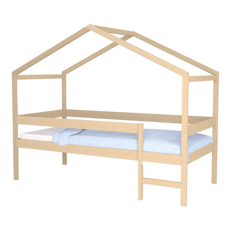 Lit cabane mi-hauteur 90x190 sommier inclus Penny Bois