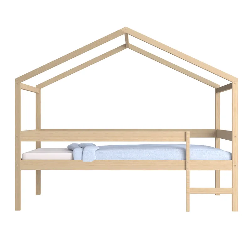 Lit cabane mi-hauteur 90x190 sommier inclus Penny Bois