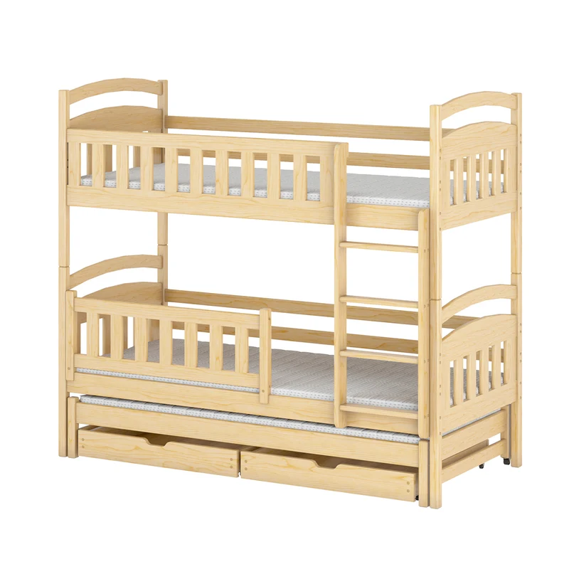 Lit superposé 90x200 sommiers lit gigogne et tiroirs inclus Jules Bois