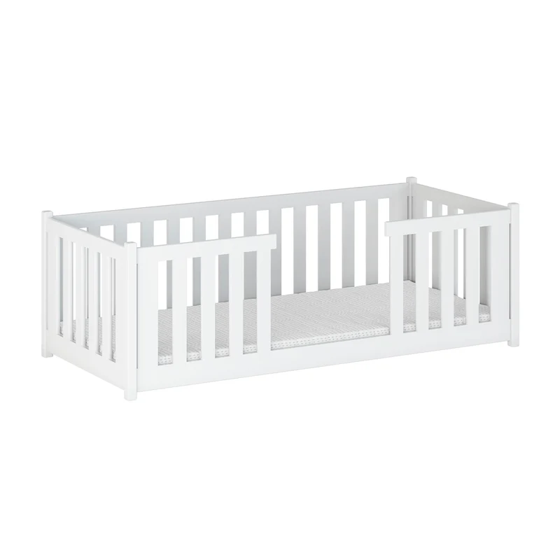 Lit au sol 90x200 sommier inclus Ninon Blanc