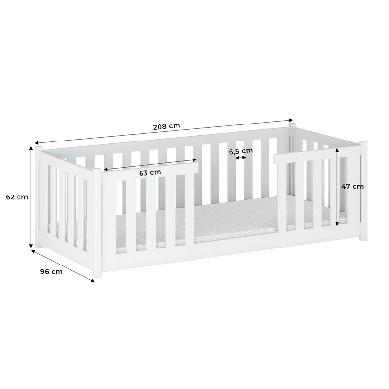 Lit au sol 90x200 sommier inclus Ninon Blanc