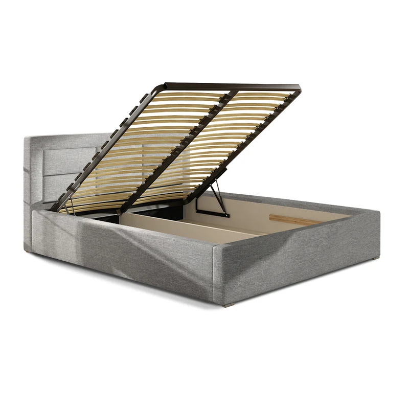 Lit coffre 200x200 sommier inclus Nael Gris