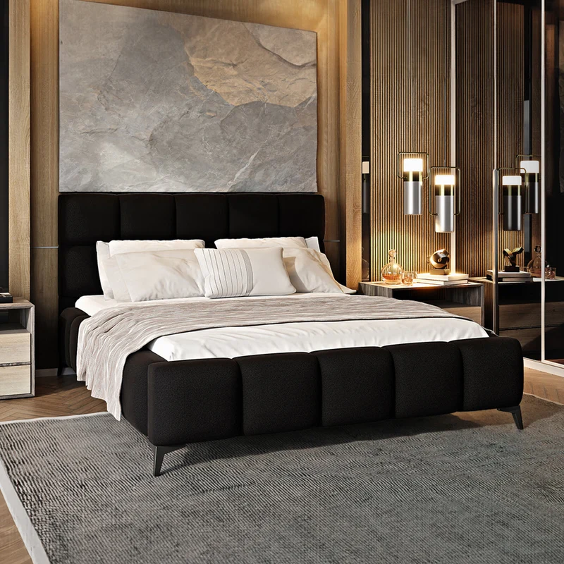 Lit coffre 160x200 sommier inclus Mira Noir