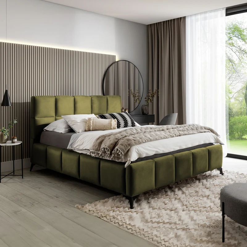 Lit coffre 160x200 sommier inclus Mira Vert