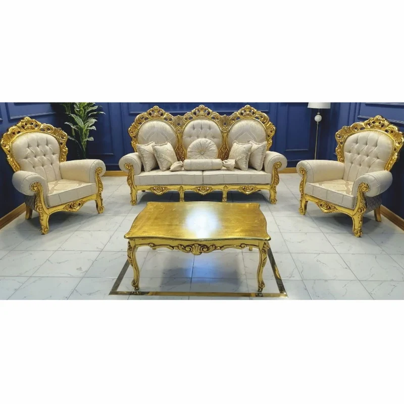 Casa Padrino Barock Wohnzimmer Set Creme / Gold - Barock Möbel