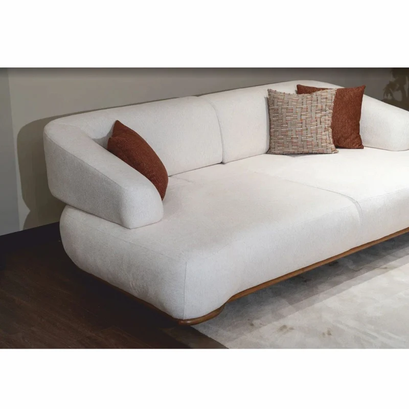Casa Padrino Luxus Sofa mit verstellbaren Rückenlehnen Weiß / Braun 240 cm - Luxus Möbel