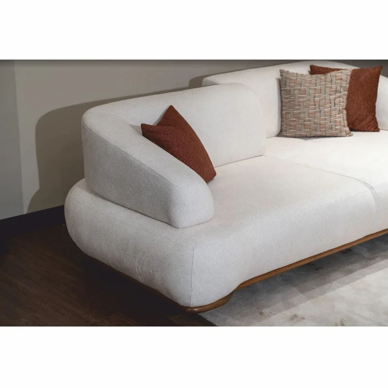 Casa Padrino Luxus Sofa mit verstellbaren Rückenlehnen Weiß / Braun 240 cm - Luxus Möbel