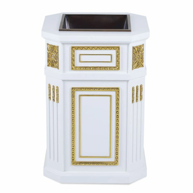 Casa Padrino Luxus Barock Blumentopf Weiß / Gold H. 65 cm - Barock Deko Accessoires