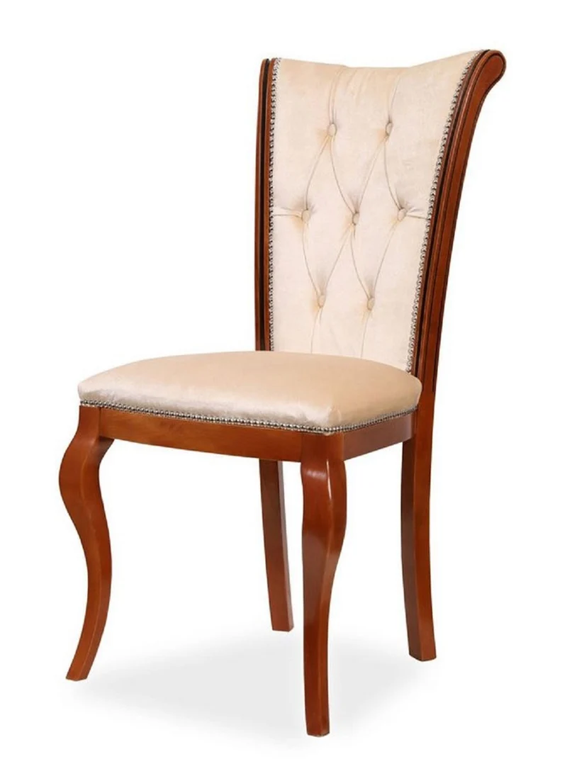 Casa Padrino Luxus Barock Esszimmer Stuhl Beige / Braun H. 103 cm - Barockstil Möbel