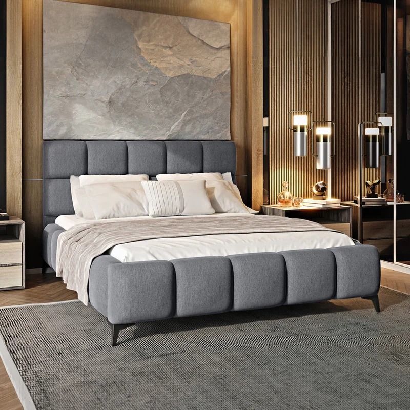 Lit coffre 180x200 sommier inclus Mira Gris