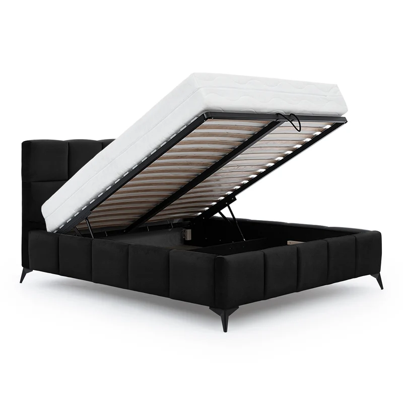 Lit coffre 180x200 sommier inclus Mira Noir