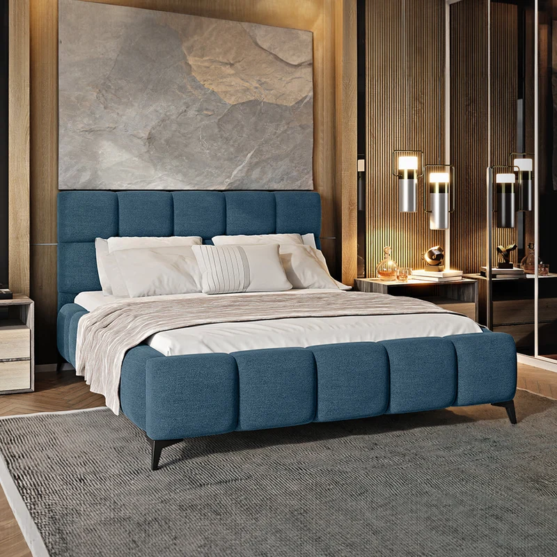 Lit coffre 180x200 sommier inclus Mira Bleu