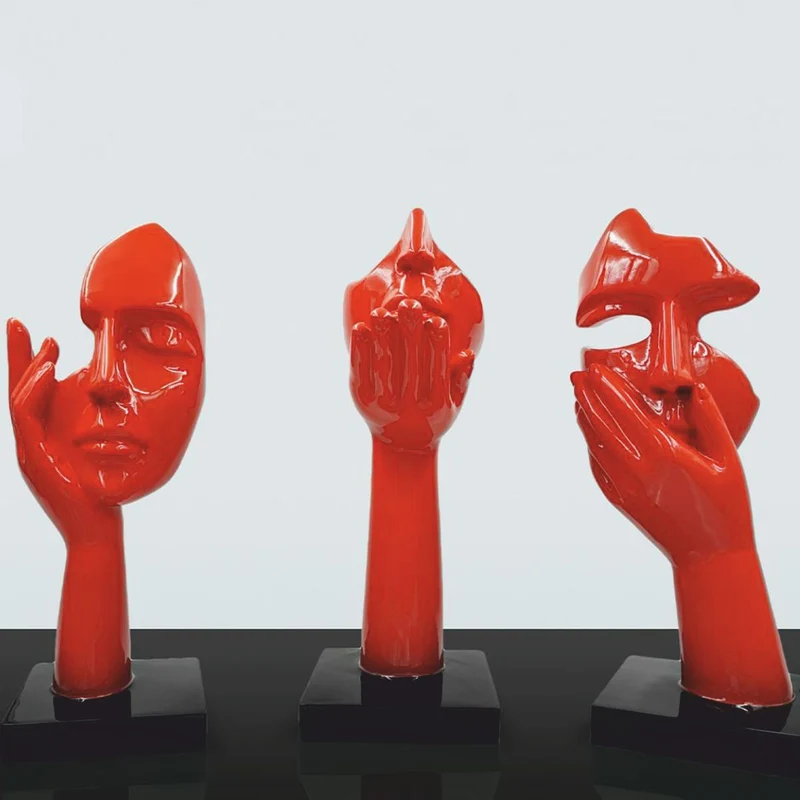 Casa Padrino Deko Skulptur Rot / Schwarz H. 50 cm - Büro Deko