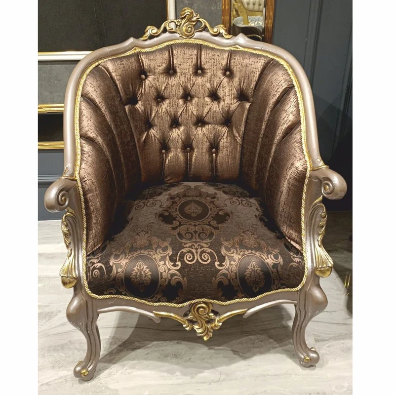 Casa Padrino Luxus Barock Sessel Schwarz / Grau / Gold H. 107 cm - Barock Möbel