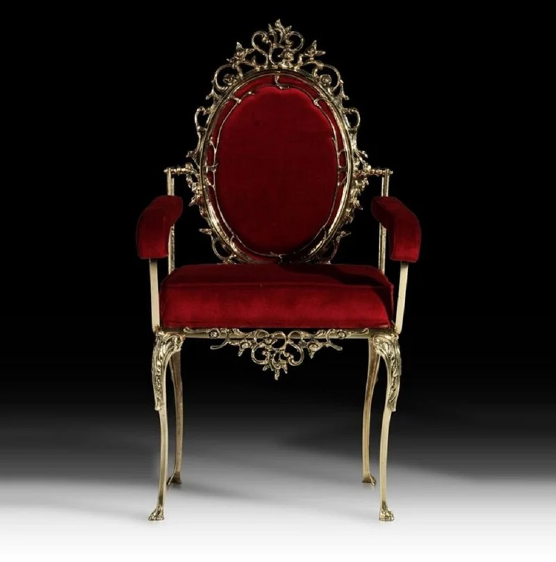 Casa Padrino Luxus Barock Samt Esszimmer Stuhl Bordeauxrot / Gold - Barockstil Esszimmer Möbel