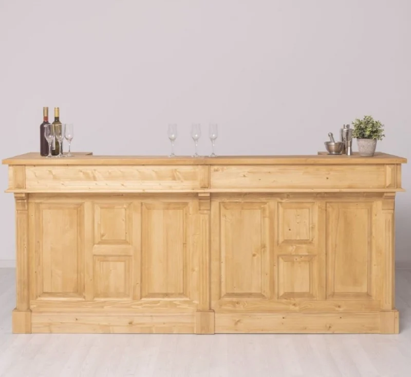 Casa Padrino Landhausstil Bar Theke Naturfarben 240 cm - Landhausstil Barmöbel