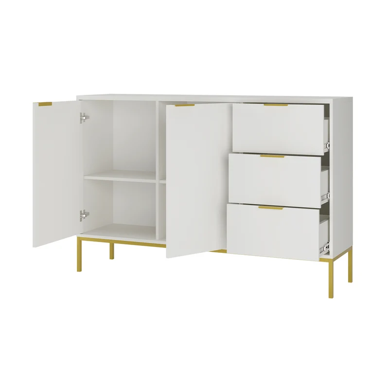 Buffet 2 portes 3 tiroirs Seattle Blanc